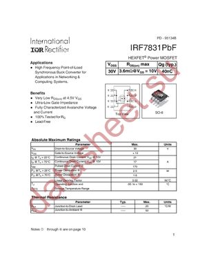 IRF7831PBF datasheet  